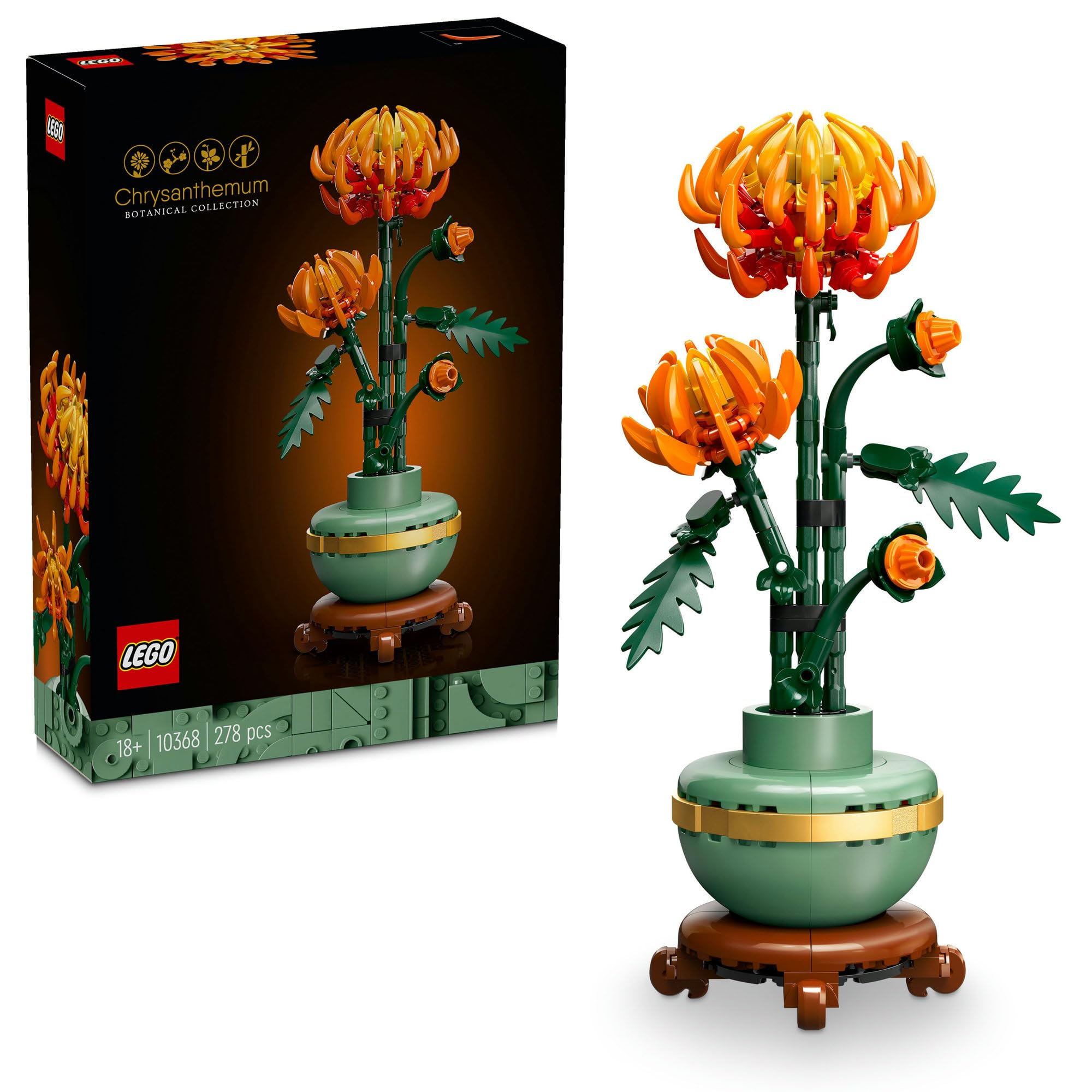 LEGO Botanicals Chrysanthemum Flower Building Set, Creative Model Kit for Adults to Build, Artificial Plant Toy for Women, Men, Her or Him, Home Decor or Office Display, Botanical Collection 10368
