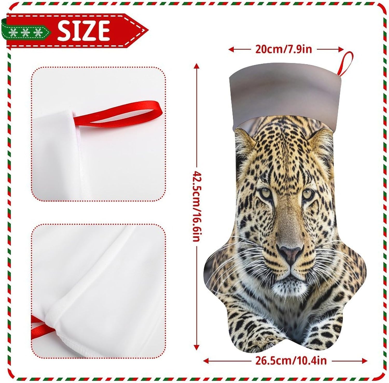 African Animal Leopard Paw Shape Stocking Cute Candy Gift Toy Sock Personalized Dog Paw Christmas Stocking Xmas Hanging Stockings Holiday Decorations Stockings image 2