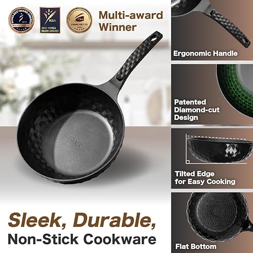 Miniatura 10 de Sartén wok híbrida antiadherente de alta calidad, hecha en Corea con revestimiento de titanio, sin tapa, compatible con múltiples utensilios de