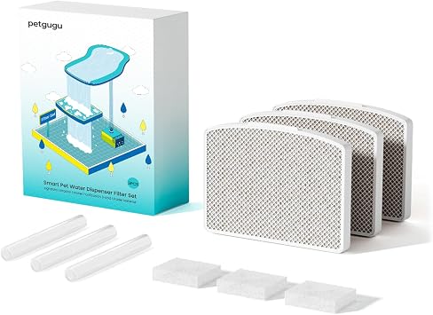 PETGUGU Cat Water Fountain Accessories Replacement Filters for PF1 PF1L Automatic Pet Fountain Filter Set,3 Packs
