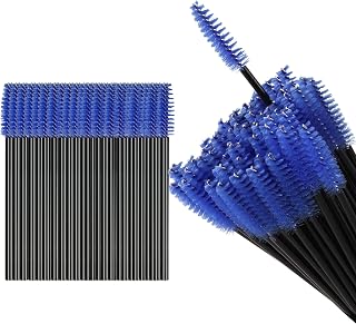 Keilend Eyelash Brush with 100 Pcs, Disposable Mascara Wands Eyelash Eyebrow Brush, Disposable Mascara Applicator, Blue
