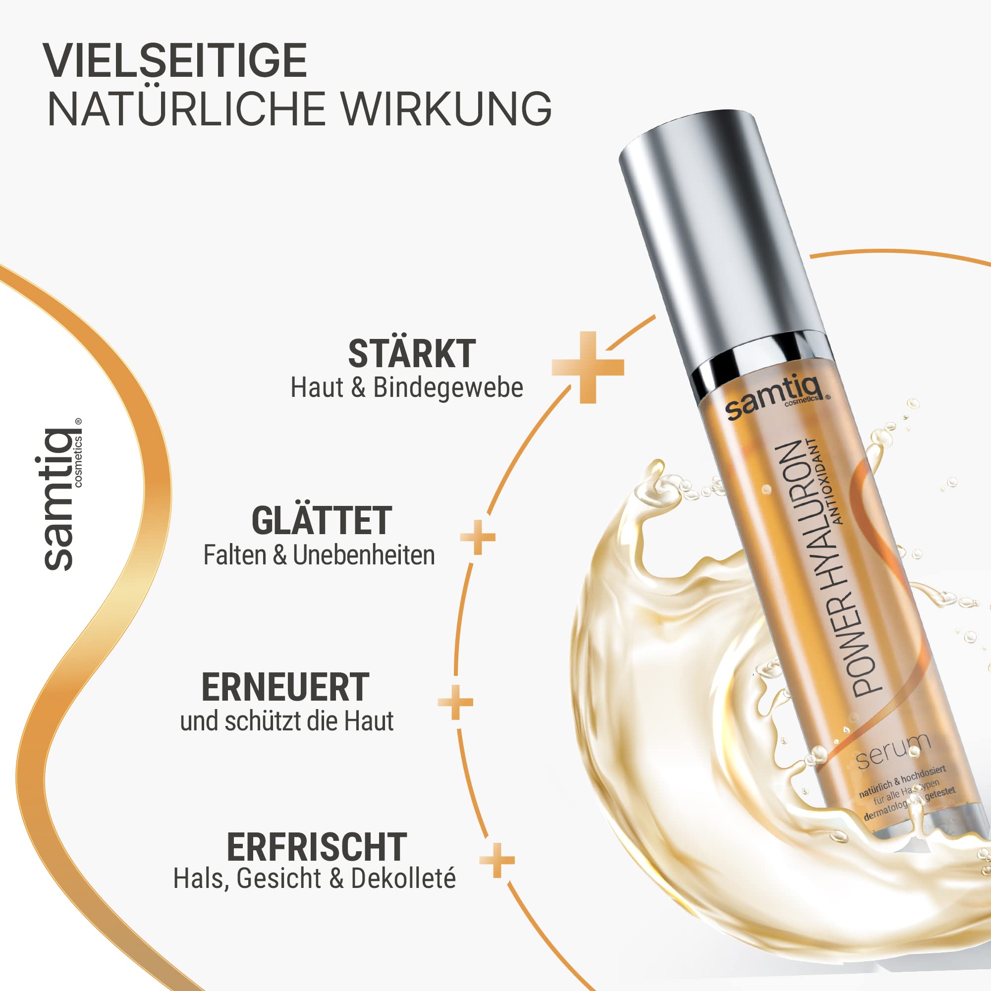 Power Hyaluron Serum Hochkonzentriert - mit Grüntee Extrakt, 50ml, Hyalurongel Gesicht, Microneedling geeignet, Hochdosiert