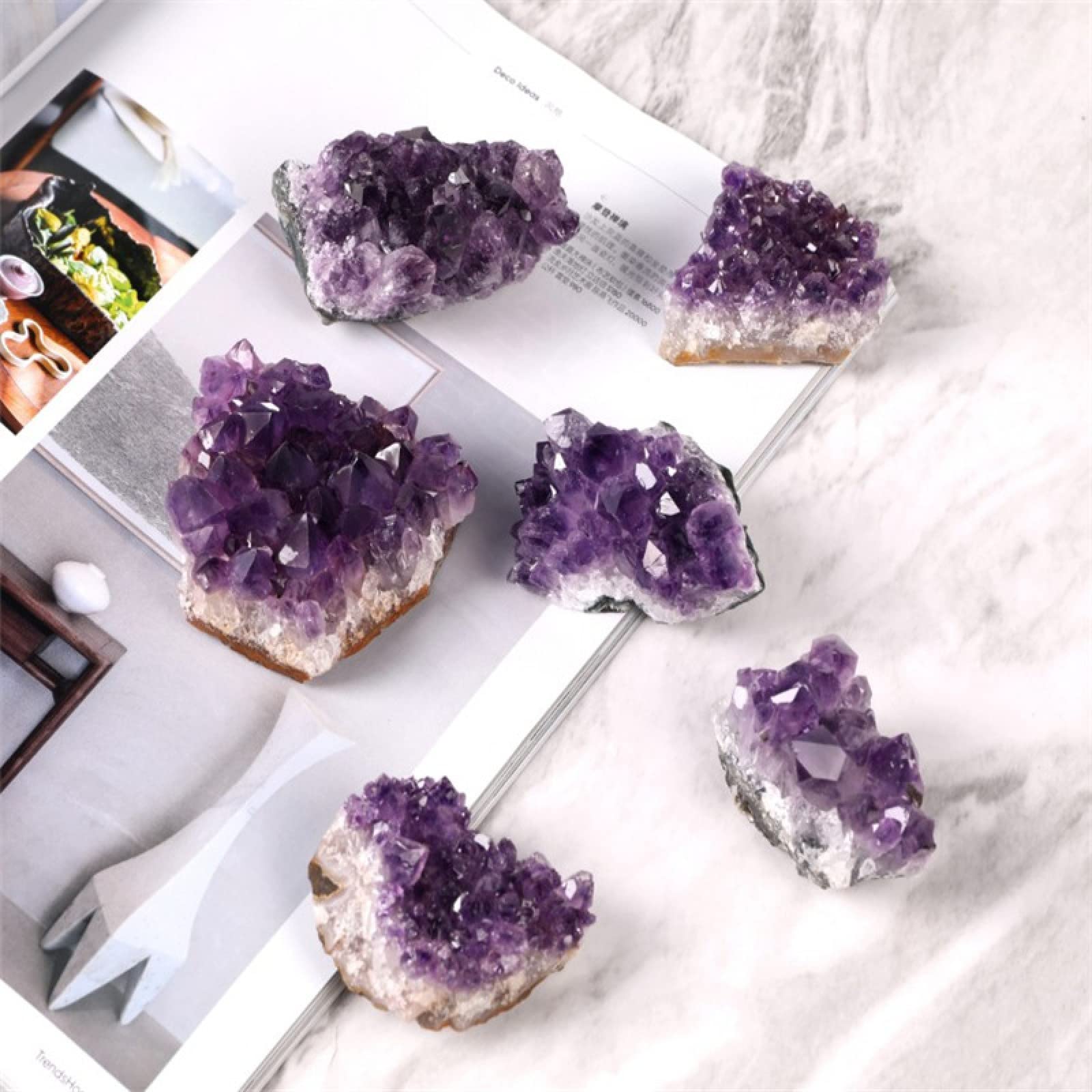 Geoda de Cuarzo Amatista cruda Natural Druzy Purple Crystal Cluster Stones Espécimen Artesanía Decoración del hogar Ornamento,4-6cm decoración de la habitación (Size : 4-6cm)