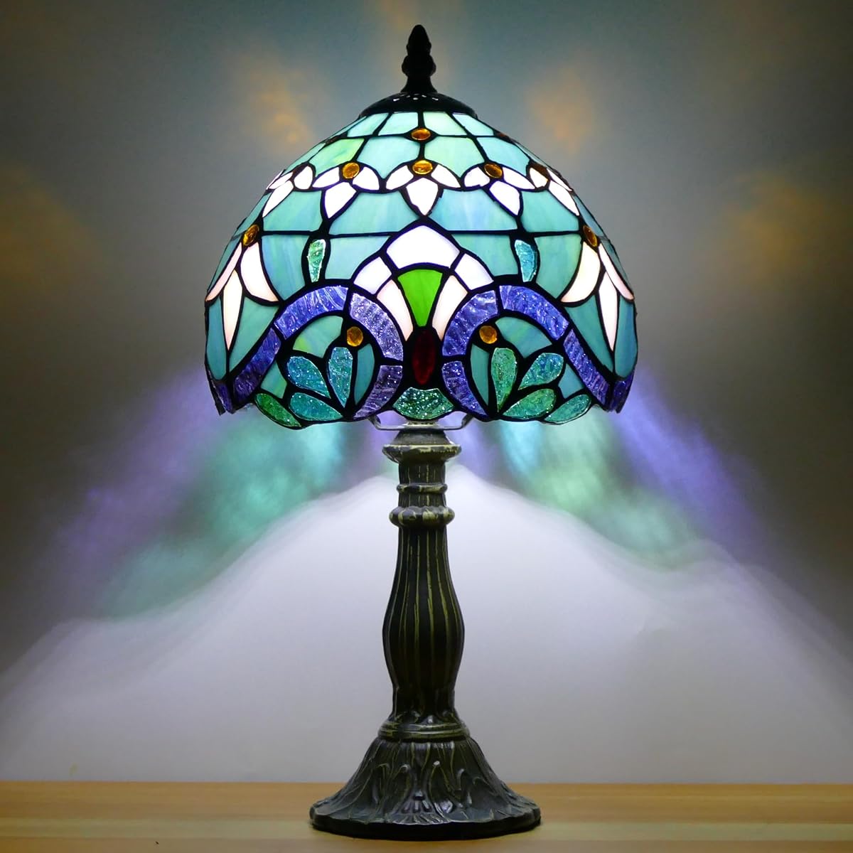 WFAYNTIFL Small Tiffany Lamp Mini Stained Glass Table Lamp Bedside Accent Lamp