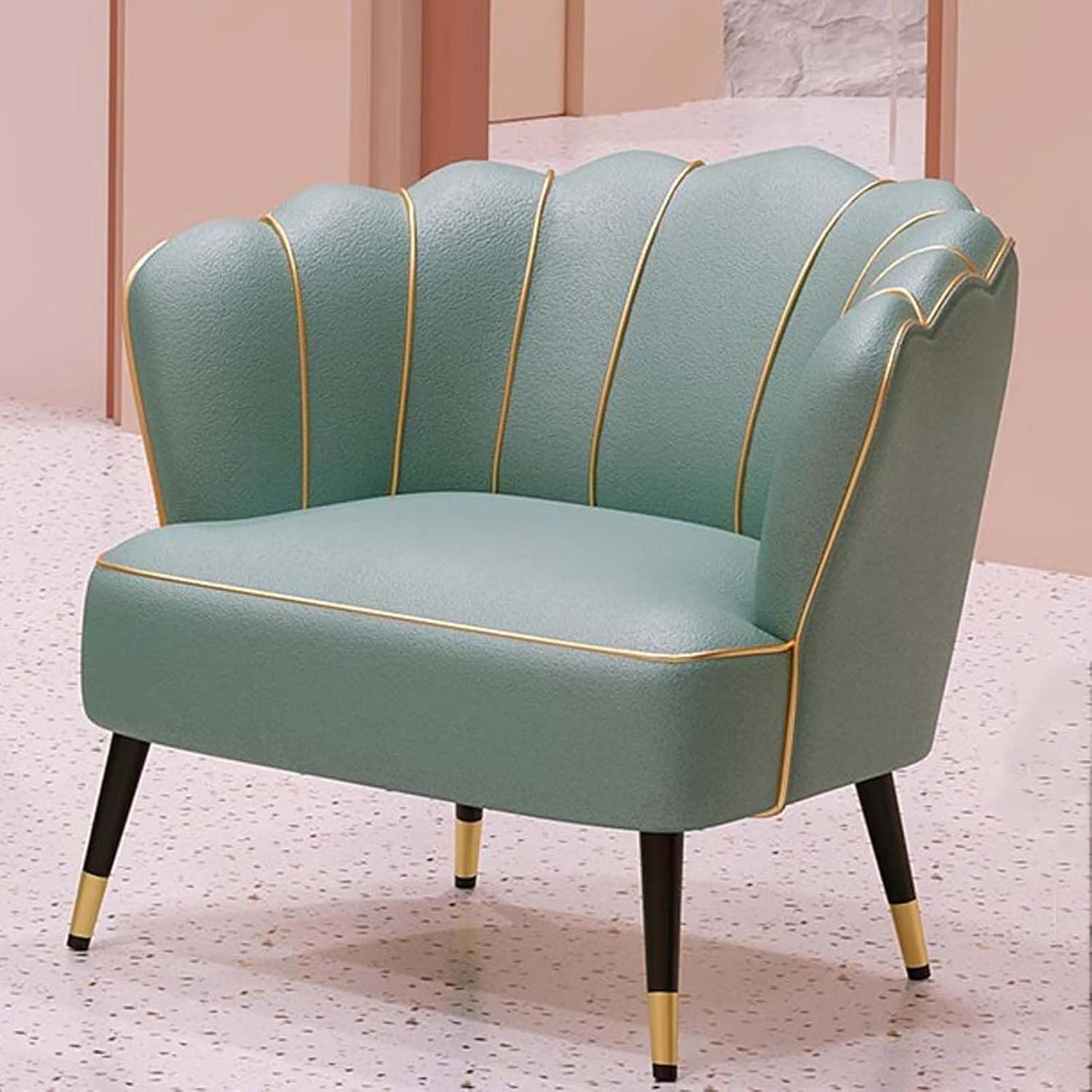Leather Lounge Accent Chair with Wooden Legs, Upholstered Armchair for Living Room, Bedroom, Small Space, Ergonomic Design, Comfortable Side Chair for Reading