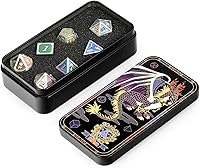 Vista 2 de DND Metal Dice, DNDND Solid 7 PCS Metallic Die with Gift Metal Case for Dungeons and Dragons D&D (Rubbed Edge with Rainbow Colour)