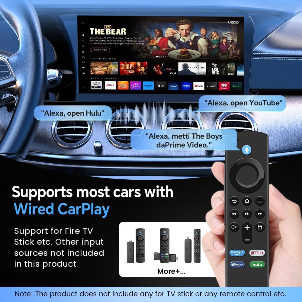 Carlinkit FireDrive Link Pro Car TV Mate, Convert Wired to Wireless Android Auto & CarPlay Adapter, Compatible with Wired CarPlay for Fire TV Stick Streaming, 5GHz WiFi/Plug & Play