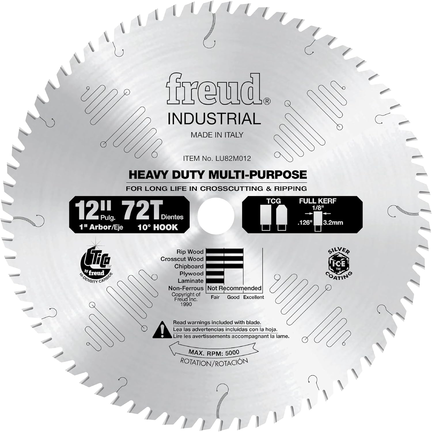 Freud LU82M012: 12" x 72T Heavy Duty Multi-Purpose Blade
