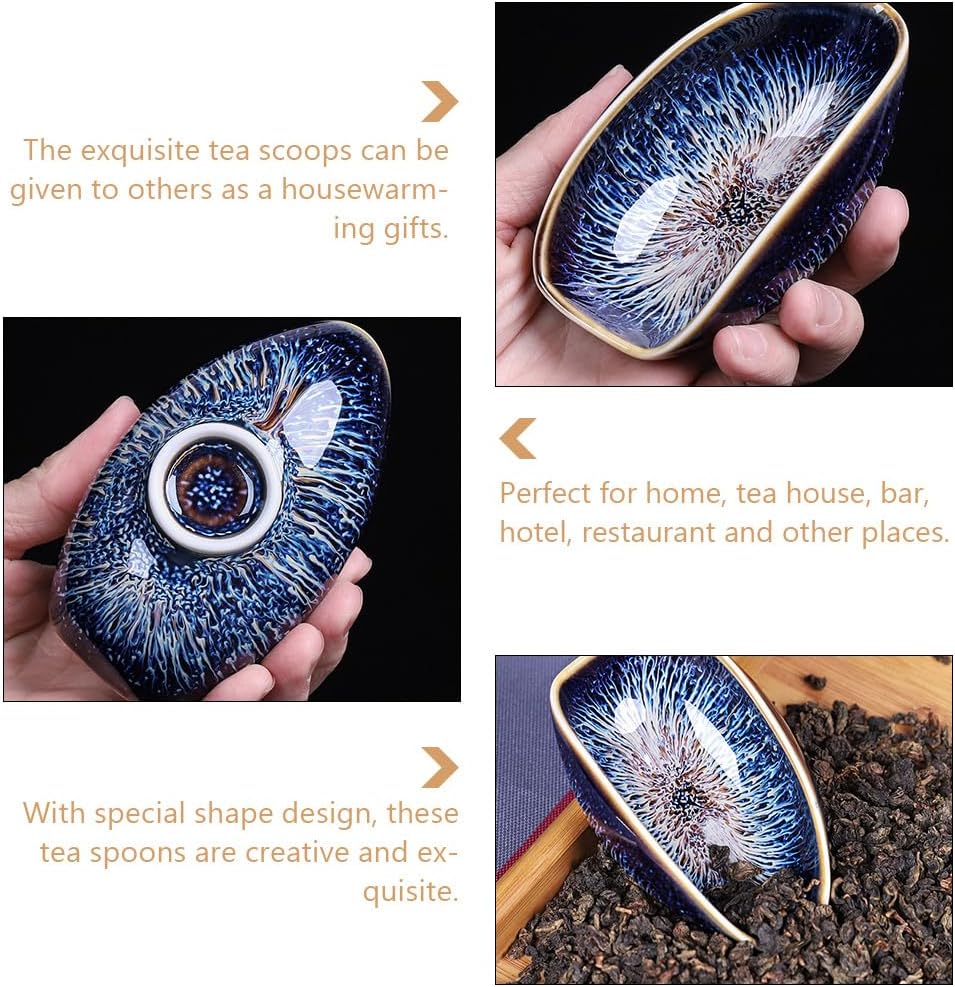 Hemoton Ceramic Tea Scoop Porcelain Cha He for Gong Fu Tea Loose Leaf Holder Home Kitchen Accessory 4.4 X 2.6 Inches