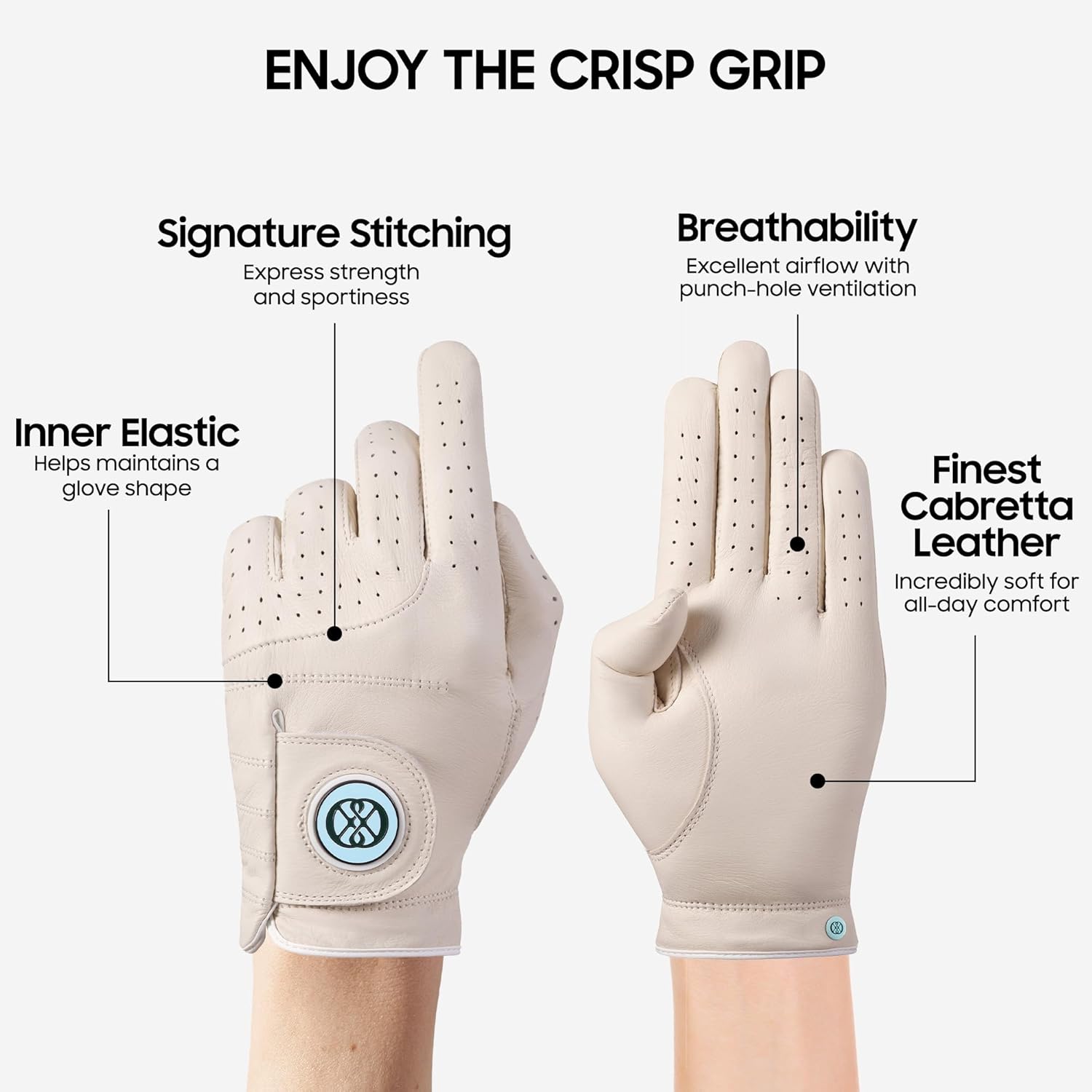 CLAPLEY Men’s Golf Glove – Premium Cabretta Leather with Magnetic Ball Marker, Breathable Design, Good Elasticity, Precious Gift for Golfers, Super Soft Feel, Left and Right Hand, Secure Fit