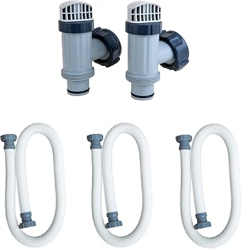 Intex Plunger Valves w/Gaskets & Nuts (2 Pack) w/Pool Pump Hose (3 Pack)