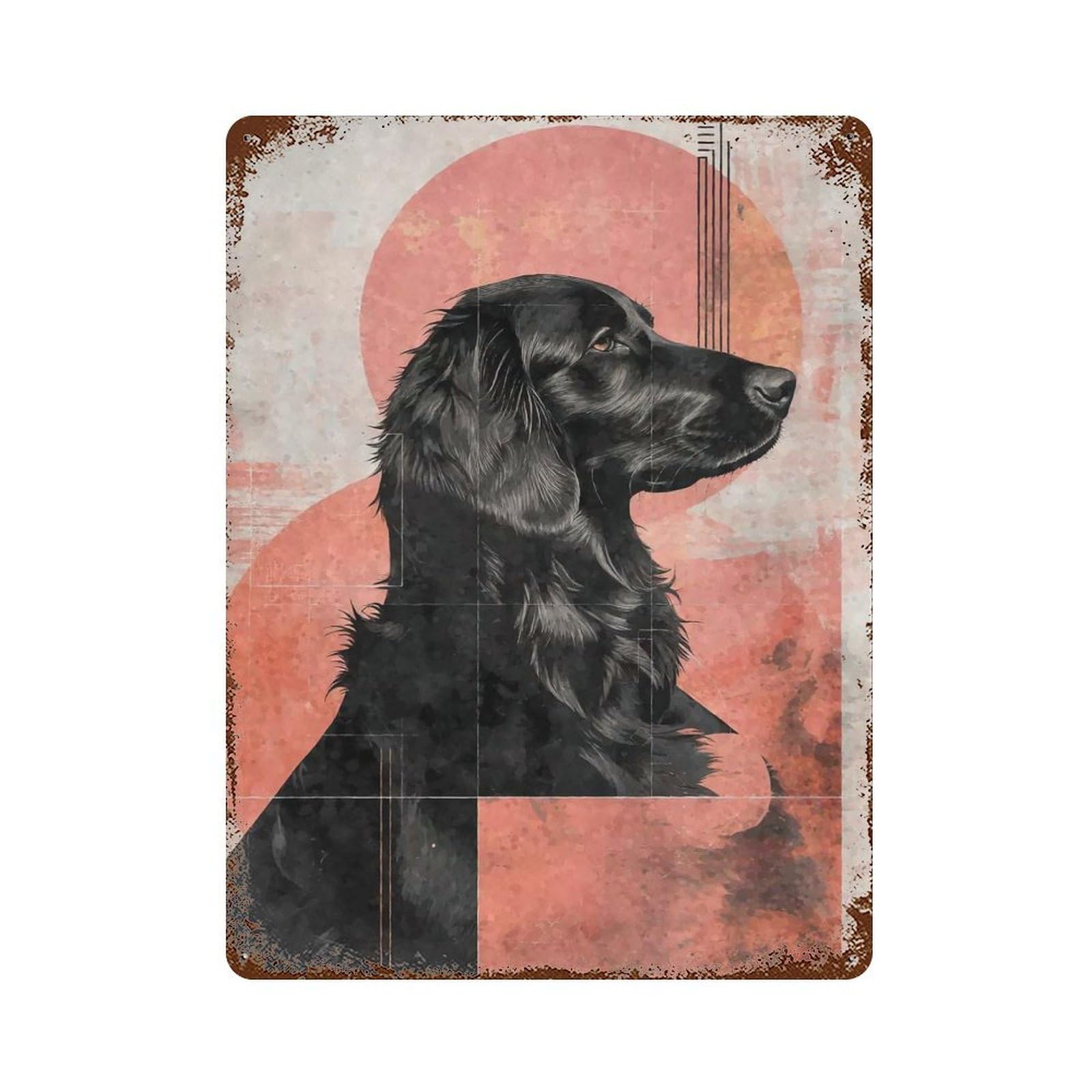 Abstract Flatcoated 15.7"x11.8" Aged Metal Wall Plaque, Classic Wall Plaque for Basement, Hobby Room And Garage Decor