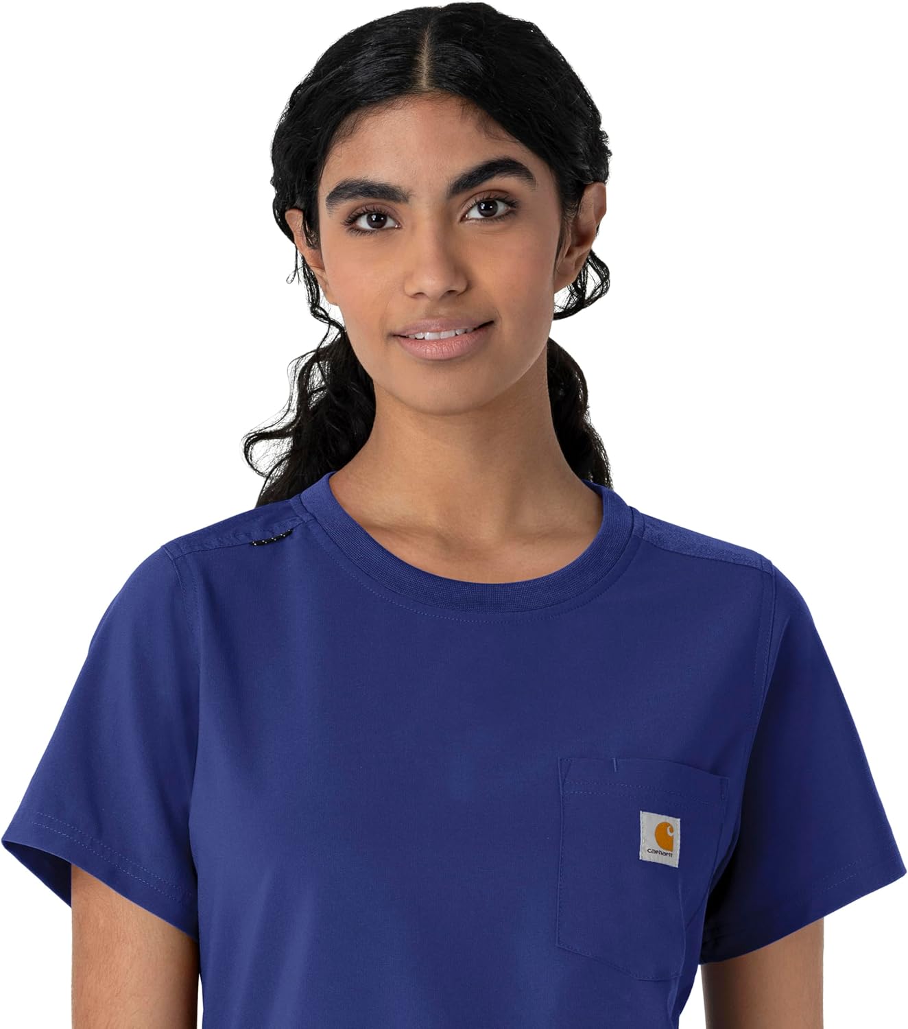Carhartt Force Cross-Flex Scrubs for Women, Crew Neck Scrub Top - Galaxy Blue, S - Image 9