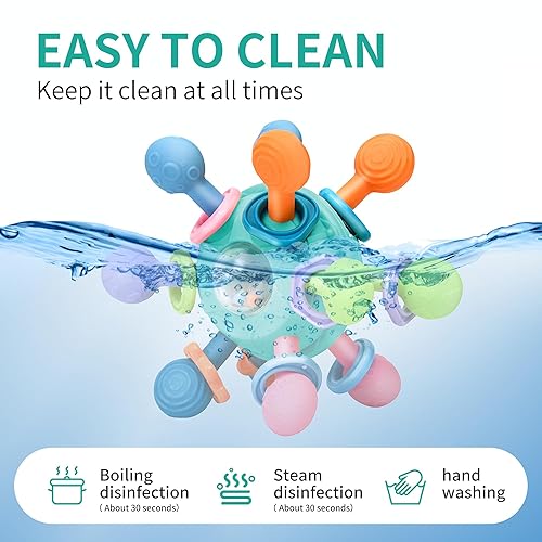 Miniatura 6 de Juguetes de dentición Montessori para bebés de 0-6, 6-12 meses, sin BPA, juguetes sensoriales para bebés de 0, 3, 6, 9, 12, 18 meses, recién nacido,