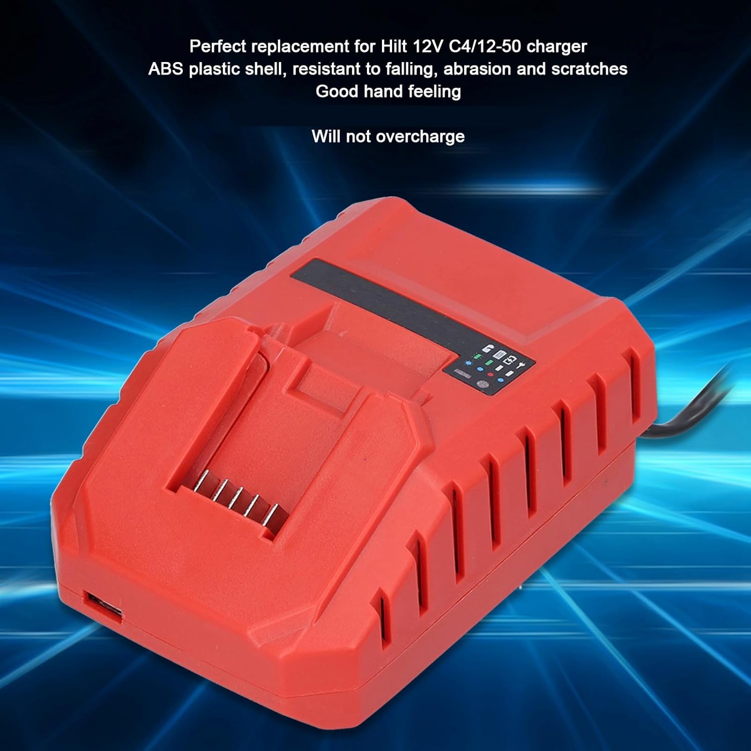 DAN&DRE Battery Charger, Replacement Power Tool Accessories with Temperature Control, for 12V C4 12 50, ABS Plastic, Short Circuit Protection (US Plug)