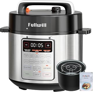 Fullwill 9-in-1 6Qt Electric Pressure Cooker: 12 Presets Multi Cooker, Nonstick Pot, Slow Cooker, Rice Cooker, Steamer & More