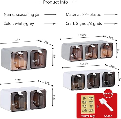Miniatura 7 de JINYISI Tarros de especias, organizador de especias, tarro de condimentos montado en la pared sin perforar, caja de almacenamiento de condimentos