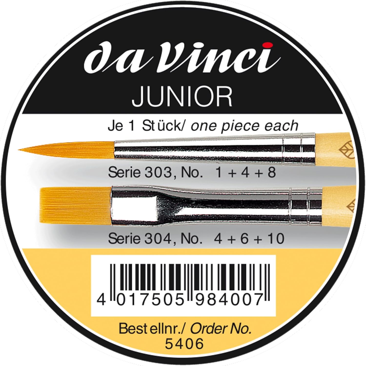 da Vinci Watercolor Series 5406 Junior Paint Brush Set, Synthetic with Gift Can, Multiple Sizes, 6 Brushes (Series 303 and 304)