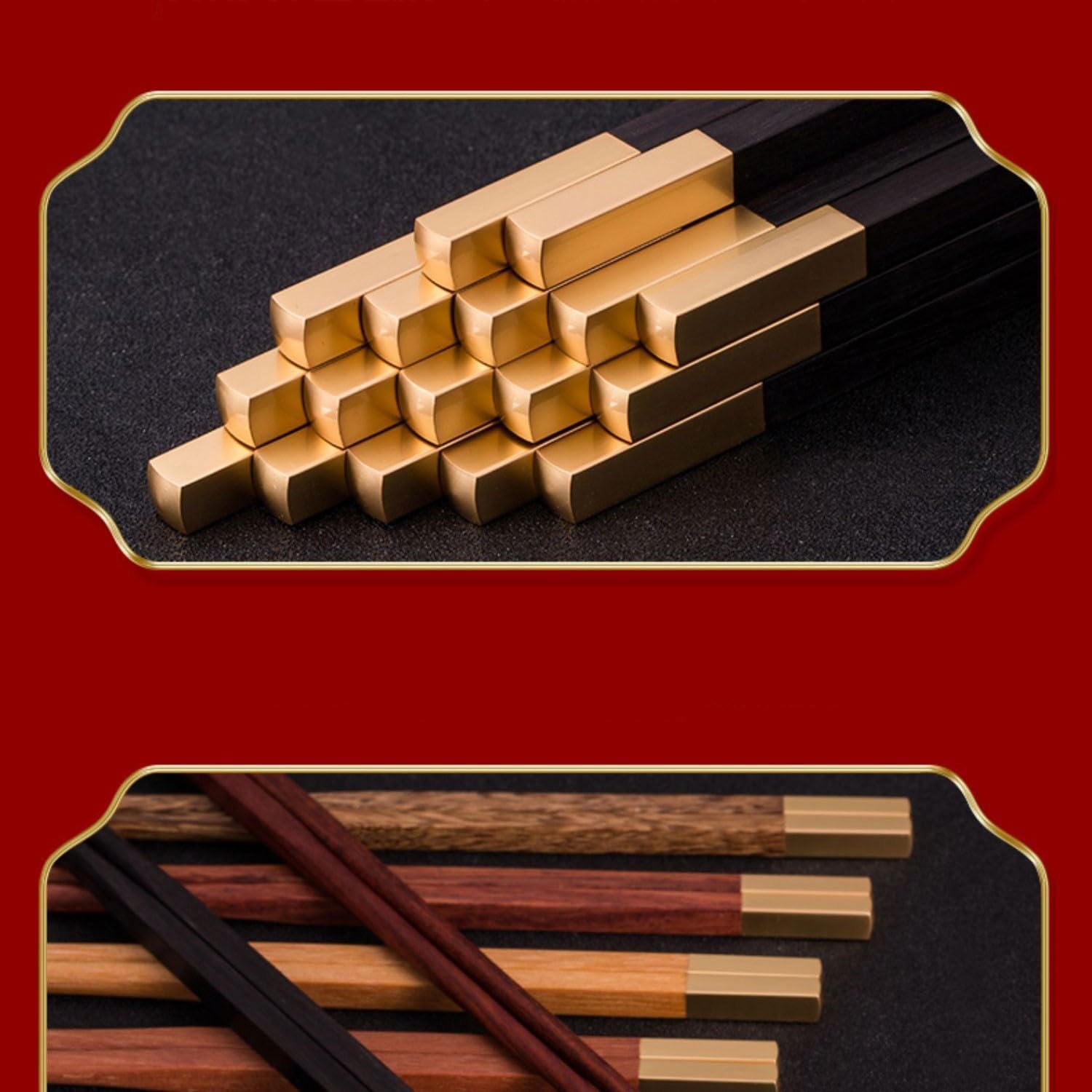Baguettes réutilisables, Baguettes réutilisables, Baguettes jetables 6 Paires deles, Baguettes jetables 6 Paires de Baguettes de Style Chinois, Coffret Cadeau de Baguettes antidérapantes (G)