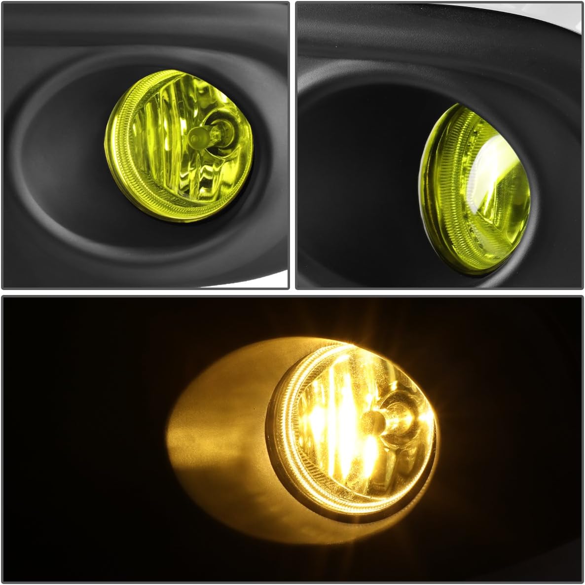 Auto Dynasty Front Bumper Driving Fog Light Lamps with Bezel and Switch Compatible with 2016-2017 Honda Civic, Amber Lens