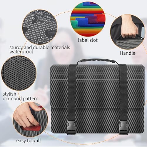 Miniatura 2 de Carpetas de archivos expandibles, organizador de archivos de acordeón con asa, caja de archivo portátil de 25 bolsillos para documentos de papeleo,