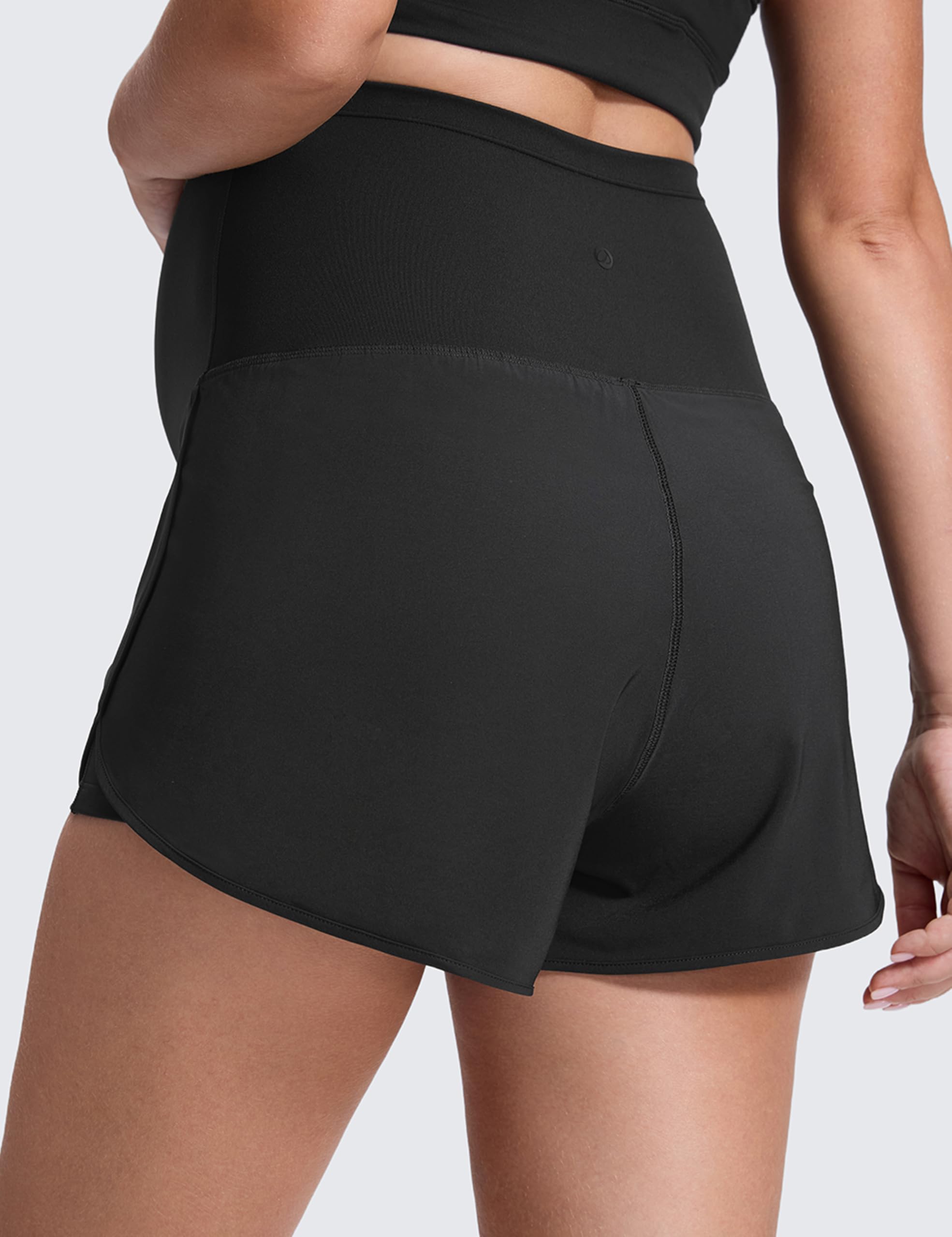 CRZ YOGA Damen 2 in 1 Mutterschaft Workout Shorts mit Tasche über Bauch Geteilter Schlitz Athletic Running Lässig - 8 cm