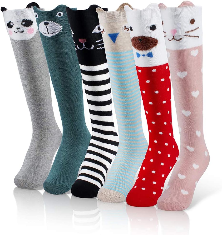 Menghao6 Pairs Kids Girls Socks Boys Cat Crew Casual Socks Stocking