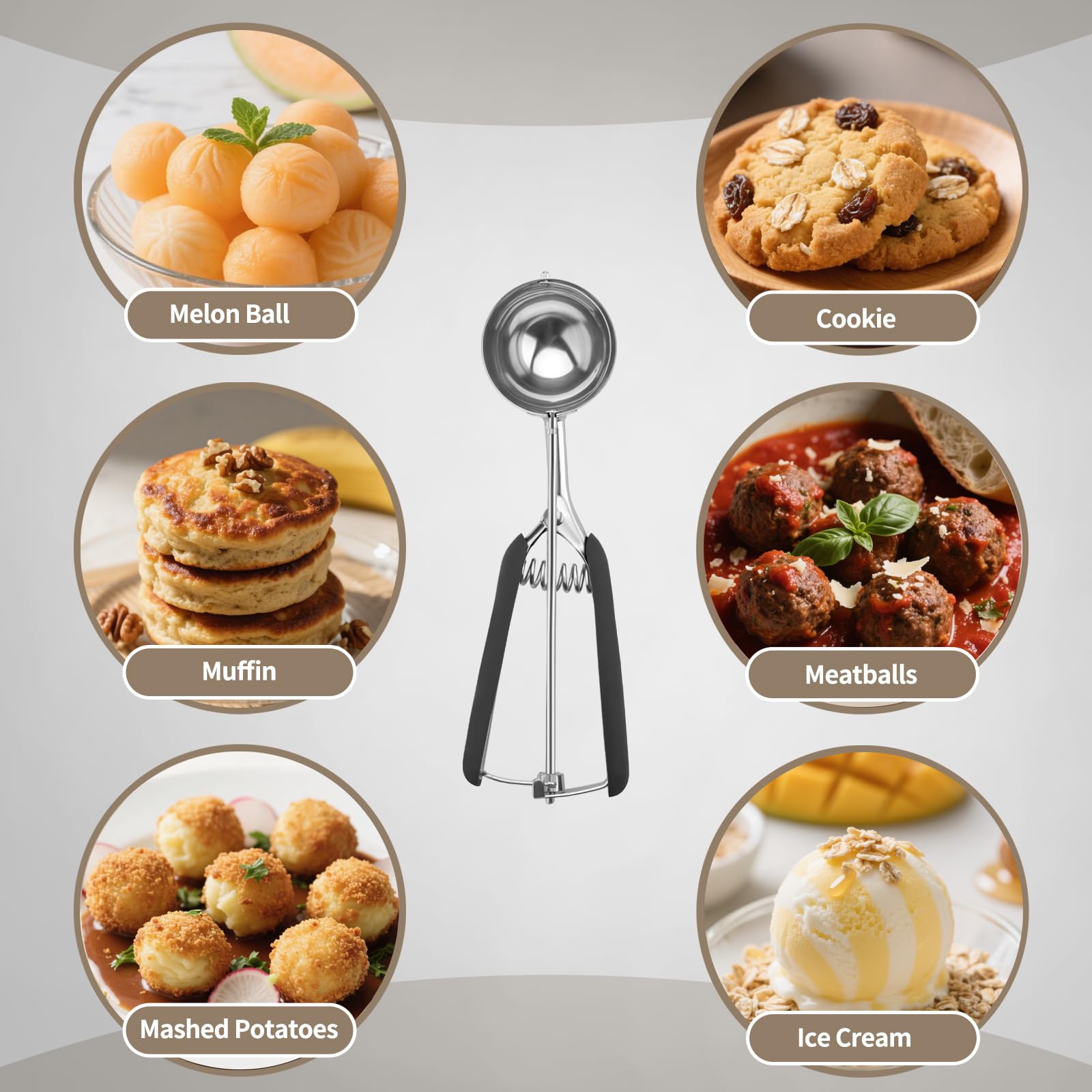 Grande paletta per biscotti, 3 cucchiai, misura #20, per impastare la cottura, paletta per gelato, porzione in acciaio inox per biscotti Jumbo, pancake, cupcake, polpette