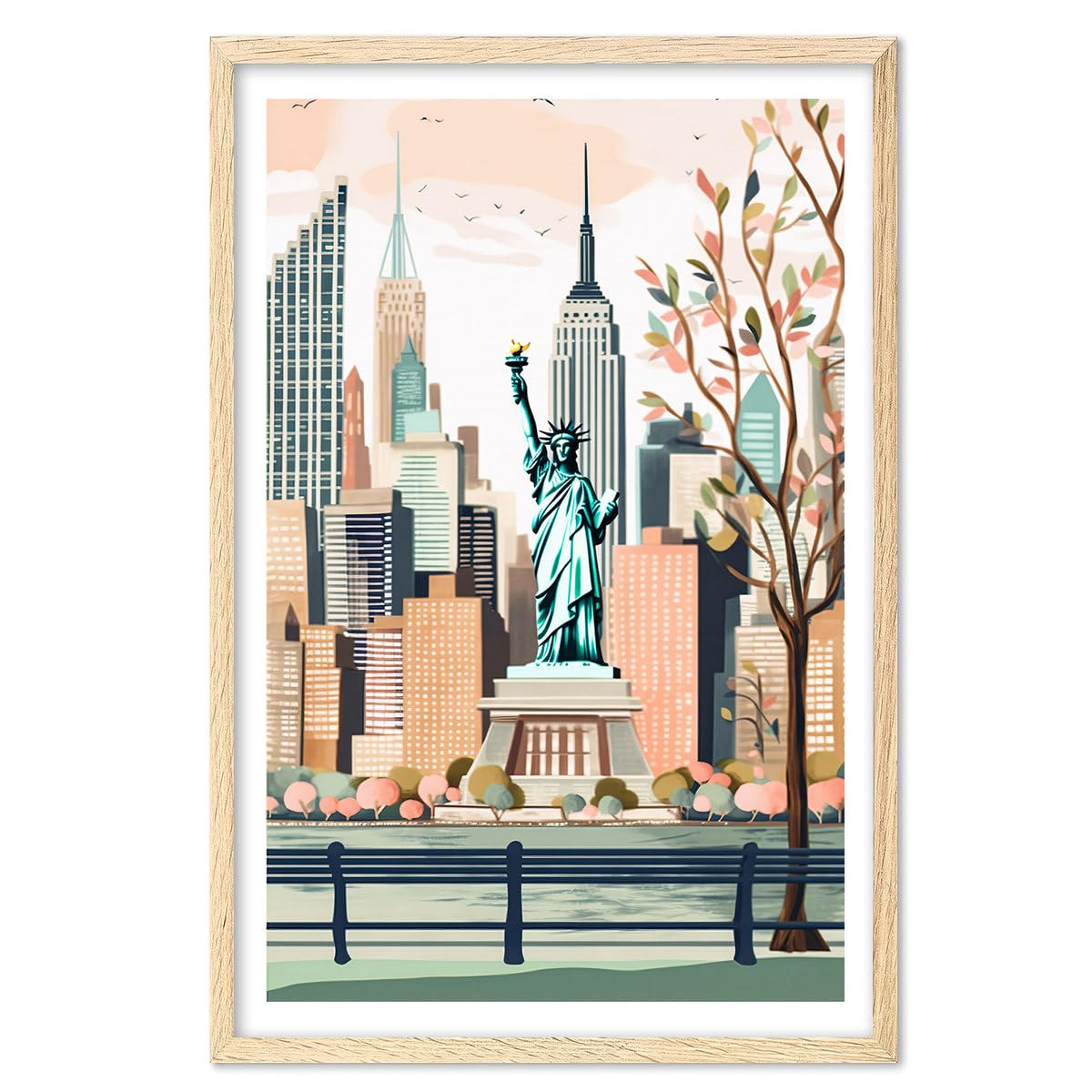 New York Poster, New York Wall Art, New York Skyline Wall