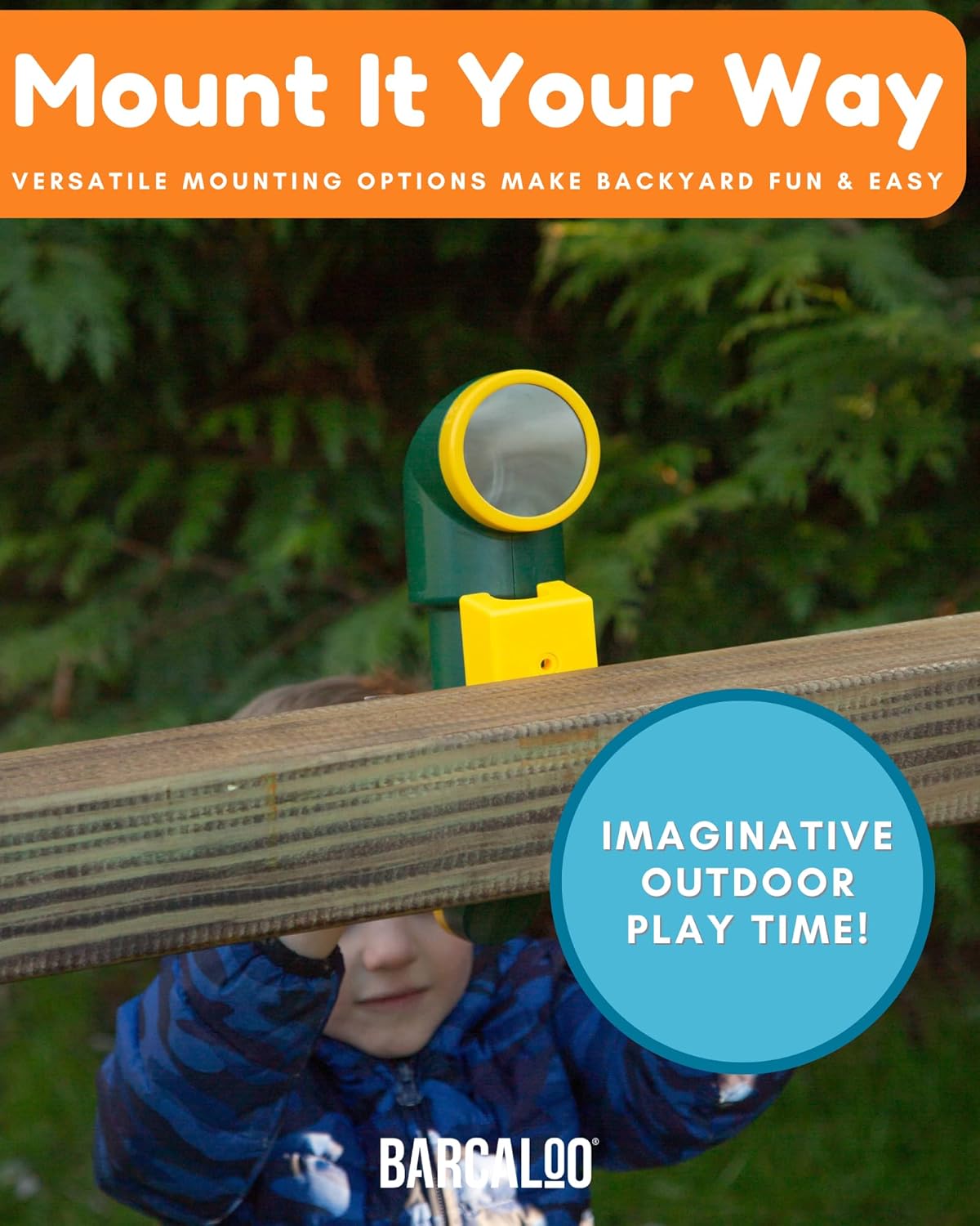 Barcaloo Playhouse Accessories for Kids, Outdoors Playground Sets for Backyards with Telescope, Periscope & Pirate Playset Binoculars Attachments, Backyard Treehouse, Jungle Gym and Swing Set