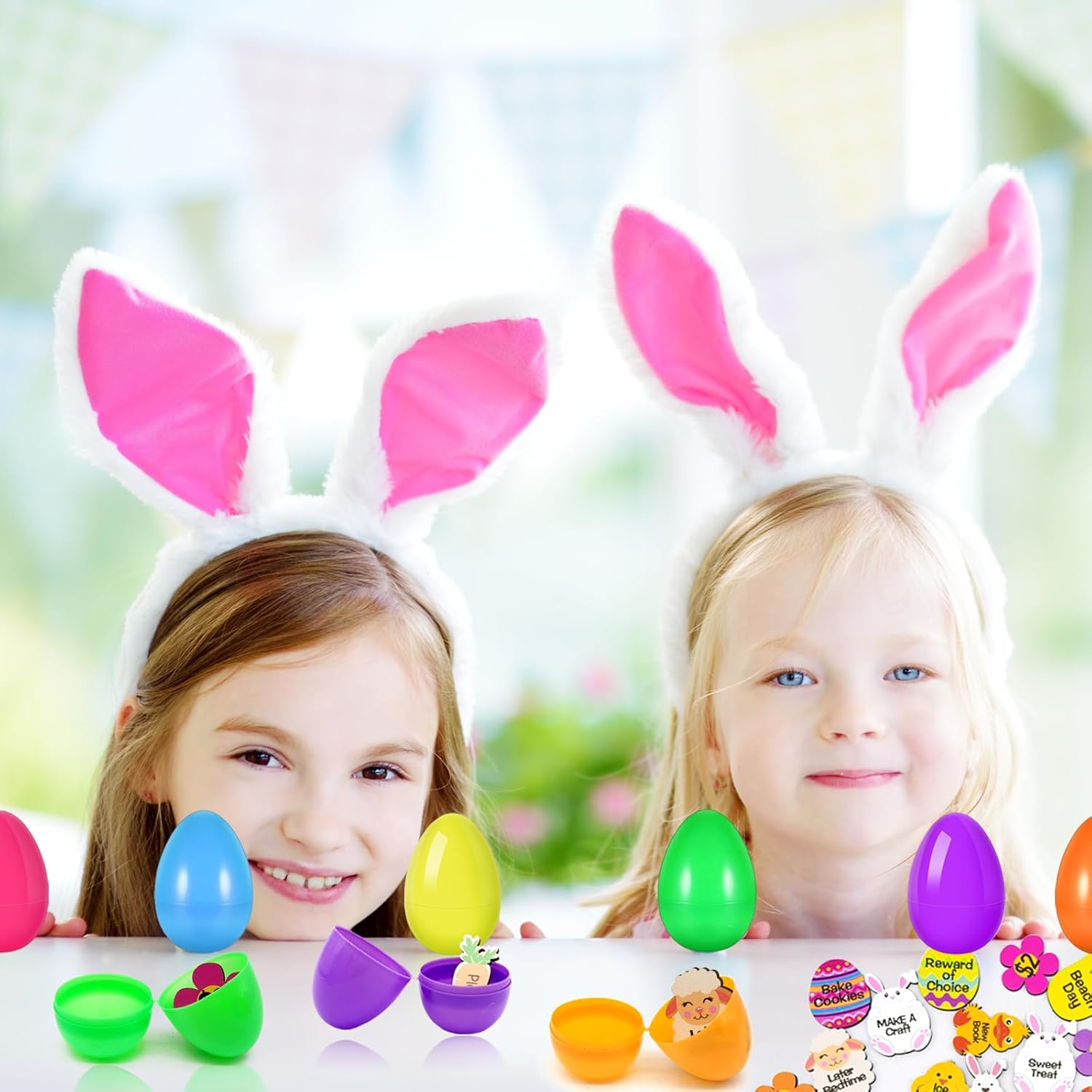 36 Pcs Easter Egg Tokens Wooden Easter Reward Tokens Easter Egg Fillers Easter Basket Stuffers with 36 Different Engraved Sayings for Easter Egg Hunt Prize