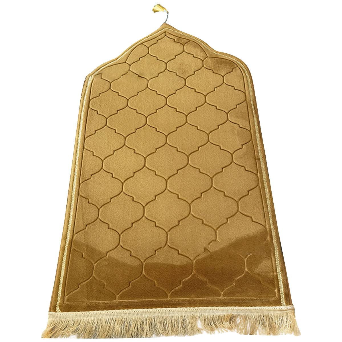 Muslim Prayer Mat, Thick Soft Velvet Muslim Rug, Portable Muslim Prayer Rug, Turkish Prayer Carpet,Janamaz Sajada Carpet for Men and Women Plain Solid Prayer Mat Ramadan Eid Gift.- Champagne