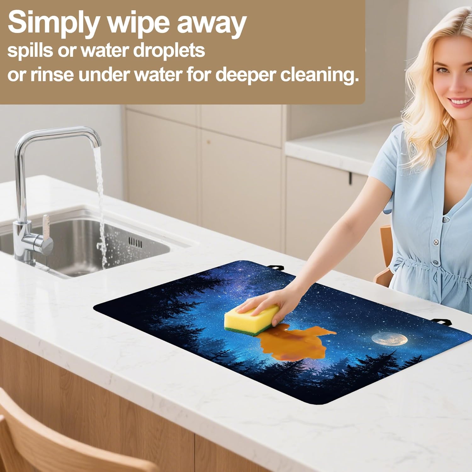 Electric Stove Top Cover Protector,Starry Night Moon Forest Heat Resistant Glass Top Stove Oven Induction Cooktop Mat with Rubber for Kitchen Top Covers 28.5×20.5 in