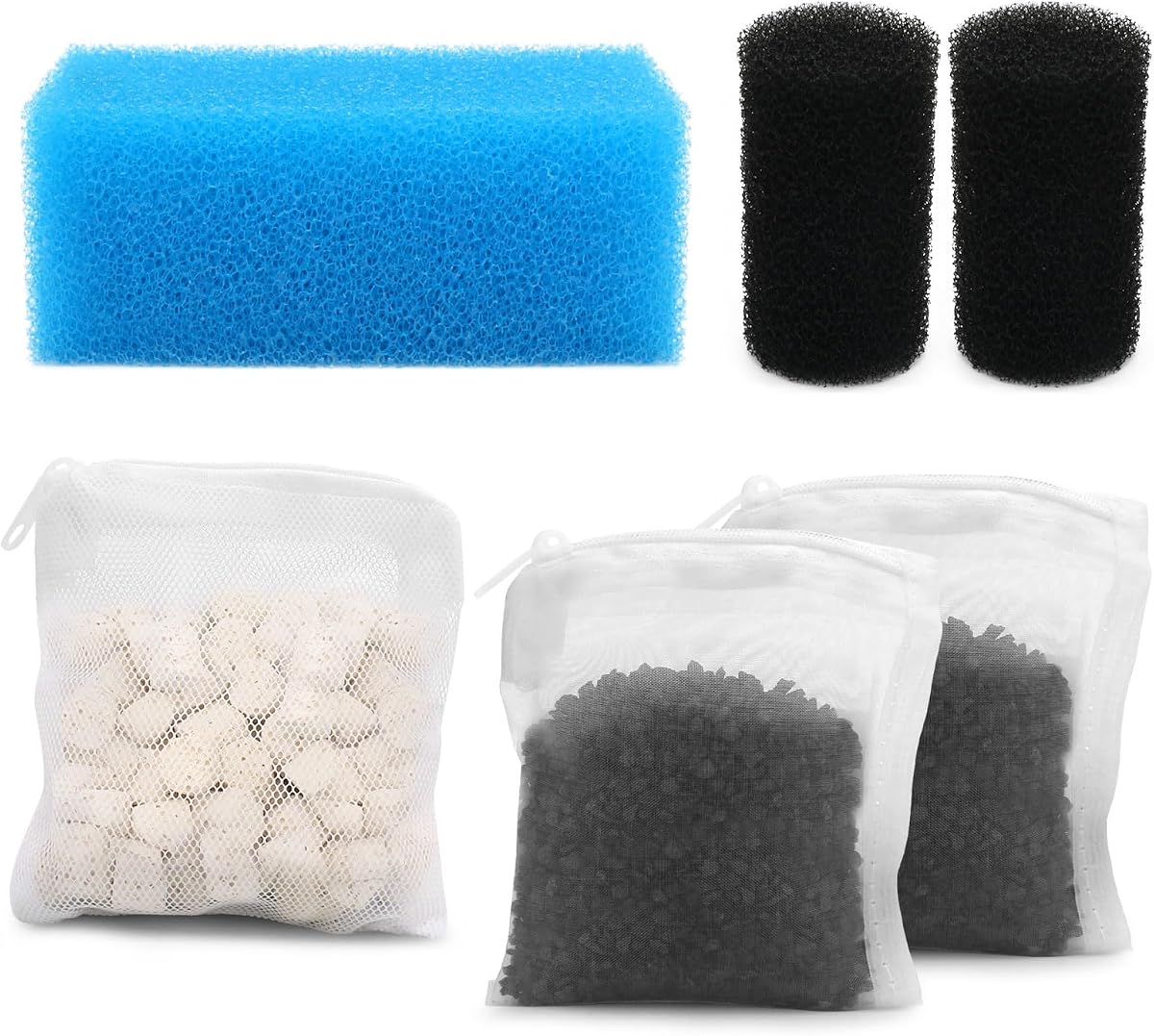 Aquarium Media Maintenance Kit Replacement for Fluval AC30 Power Filter | Includes 1 Blue Foam Filters, 2 Intake Strainer Sponge,1Pack Ceramic Rings and 2 Pack Activated Carbon