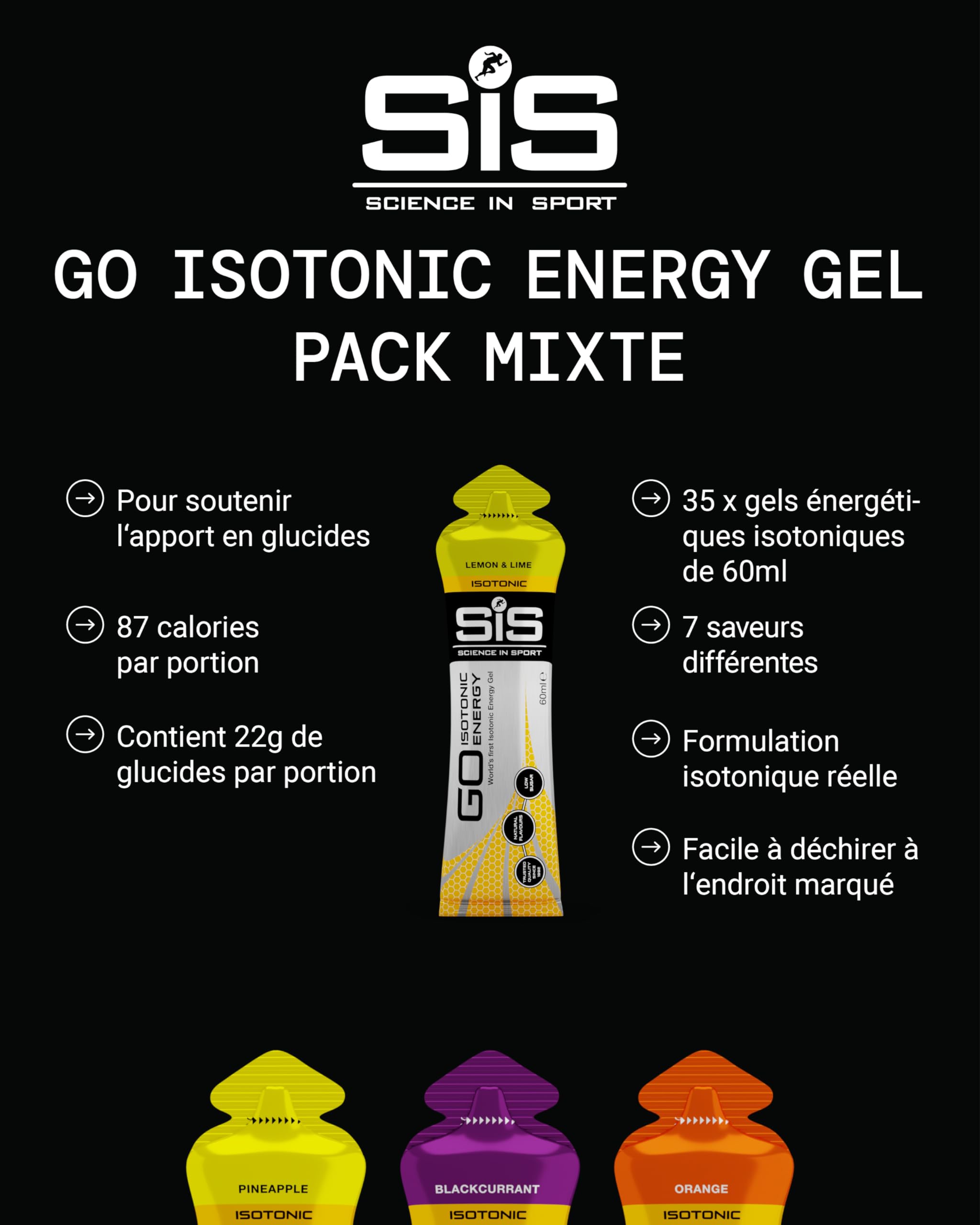 Science in Sport GO High Carb Isotonic Energy Gel 35 x 60ml Gemischt - Vegan, Isotonische Formulierung mit 22g Kohlenhydraten, Guter Energielieferant, Optimale Alternative für isotonische Getränke