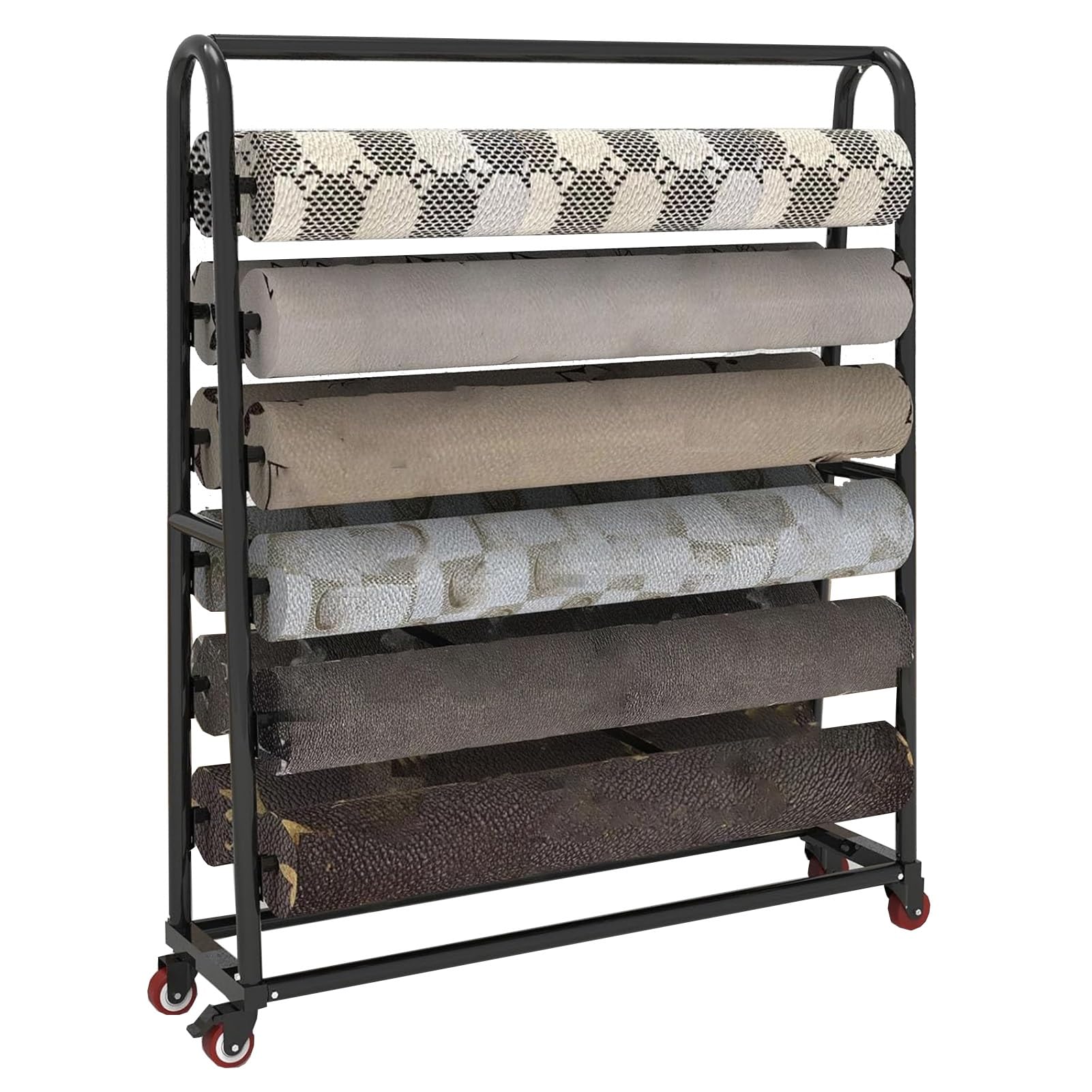 Étagère de rangement en tissu vinyle – Organiseur à roulettes double face avec tige réglable pour l'affichage de textiles dans les magasins, les studios et la vente au détail