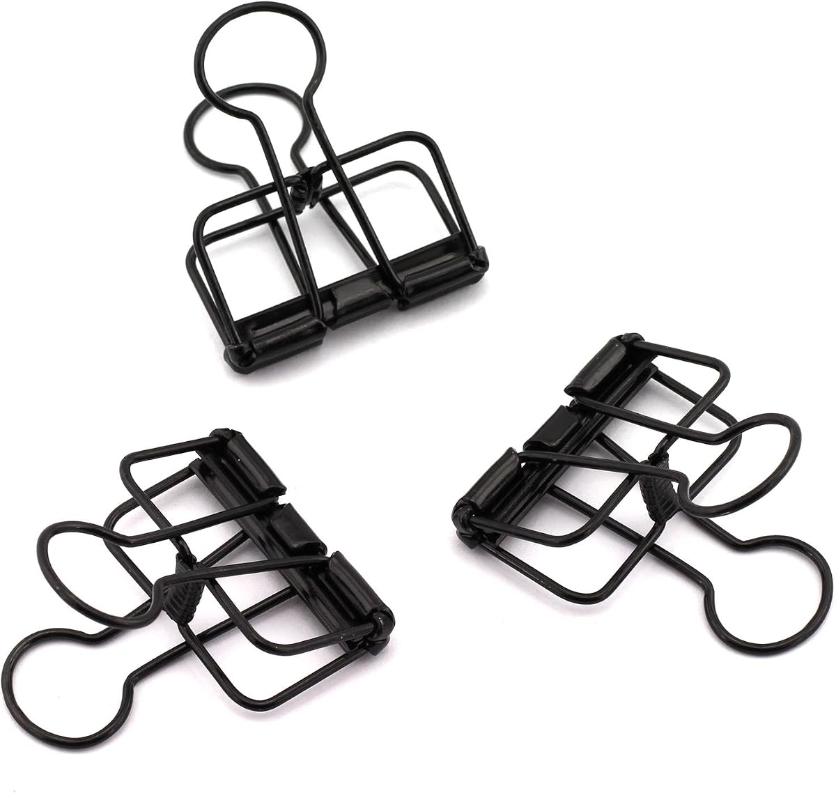 12-Pack Medium Metal Wire Binder Clips, Office Supplier School Accessories,Colorful Hollow Out Paper Organizer, Paper Binder Clip (Black)