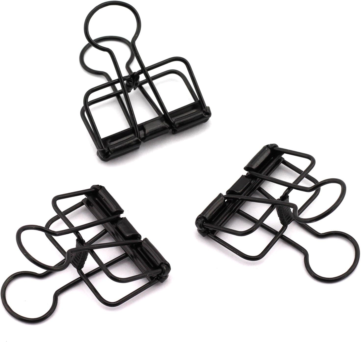 12-Pack Medium Metal Wire Binder Clips, Office Supplier School Accessories,Colorful Hollow Out Paper Organizer, Paper Binder Clip (Black)