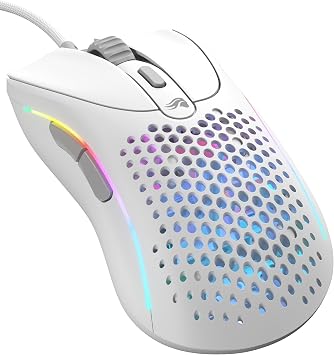 GLORIOUS Gaming - Superlight Wired PC Gaming Mouse with Honeycomb Shell, 6 Programmable Buttons, RGB Lighting & PTFE Skates - Model D 2, Matte White