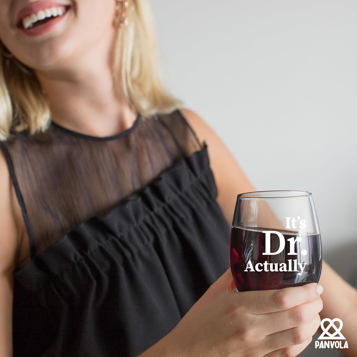 Panvola It's Dr Actually Doctor Gifts Stemless Wine Glass New PhD Med Student Son Daughter From Mom Dad Graduation Gifts Physician Doctorate Degree Appreciation Drinkware (17 oz) - Image 4