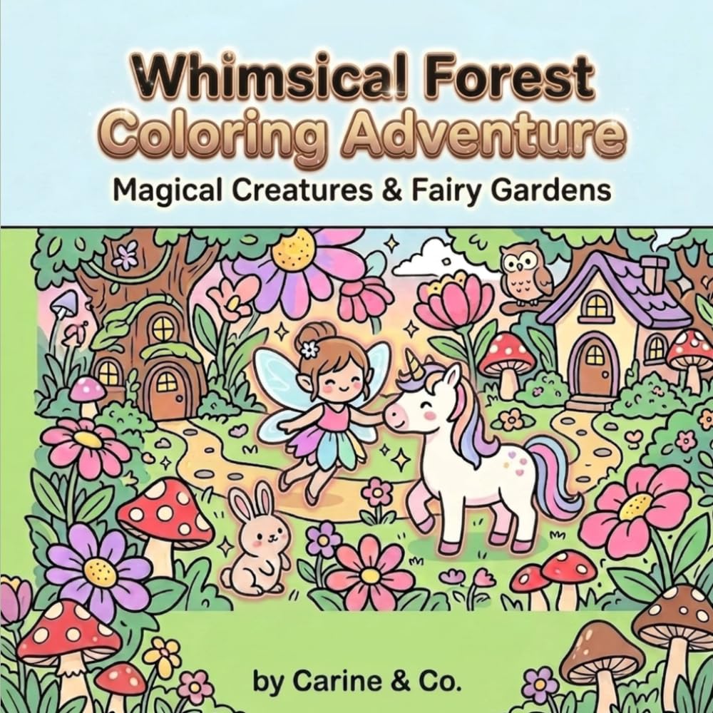 Whimsical Forest Coloring Adventure: Magical Creatures & Fairy Gardens, Relaxing Coloring Book for All Ages Featuring Enchanted Woods and Fantastical Scenes