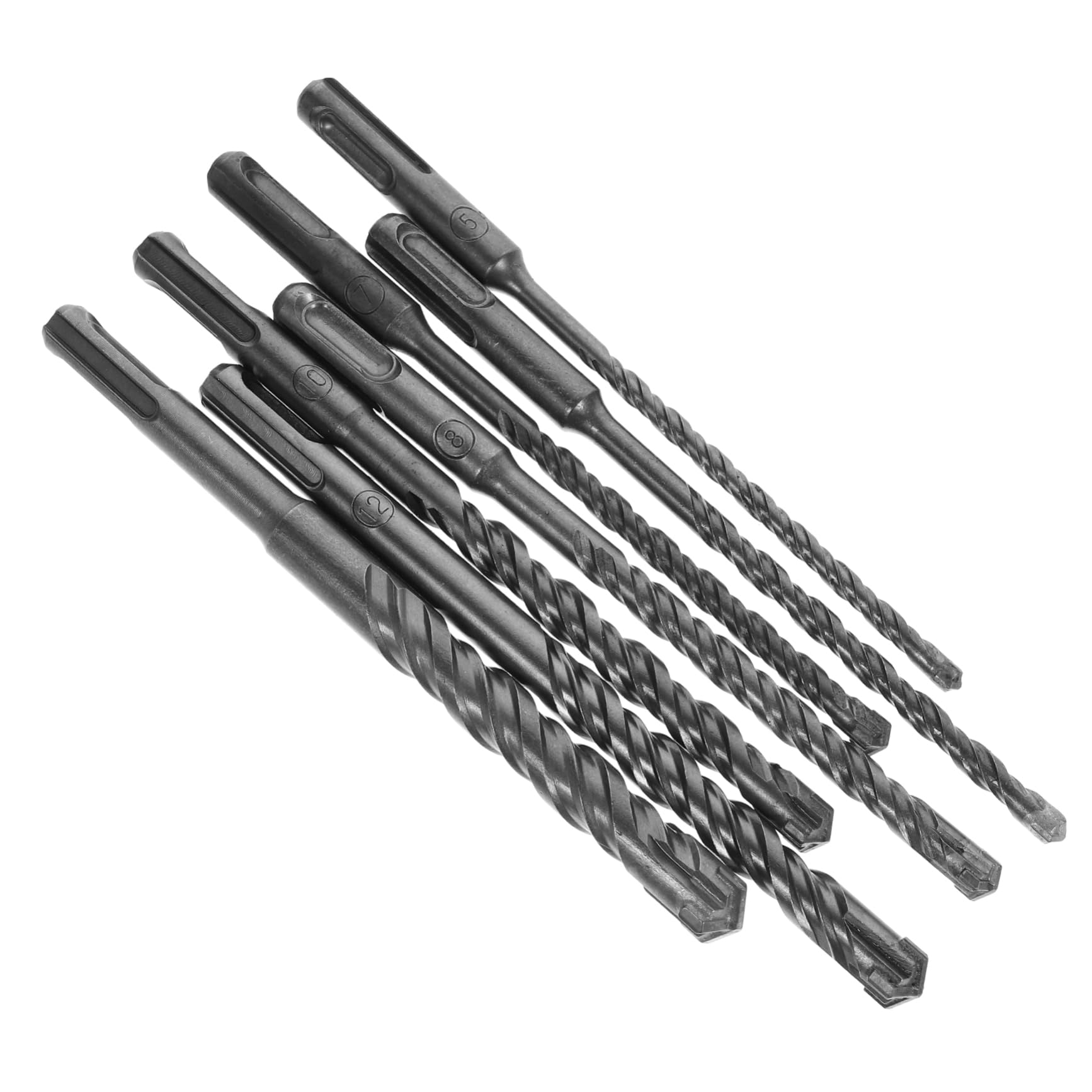 Set Punte da Trapano a Spirale Codolo Tondo 7 Pezzi | Acciaio al Carbonio, per Calcestruzzo e Pareti, Lavorazione Efficiente per Professionisti e Fai da Te
