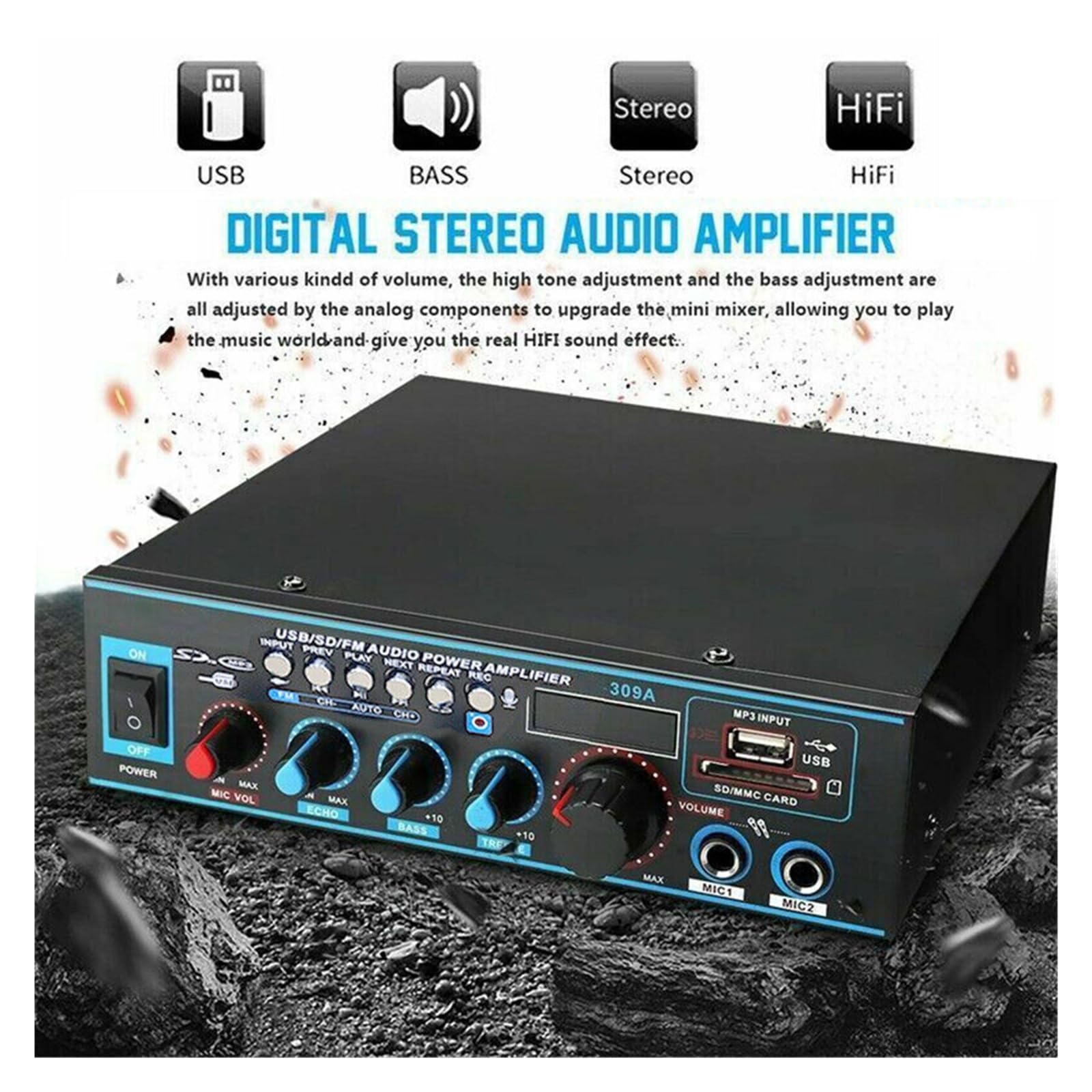 12V 800W Samochodowy wzmacniacz HiFi Bluetooth 5.0 Wzmacniacz Mini HIFI Cyfrowy Bluetooth