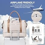 Travel Duffel Bag Sports Gym Tote Bag for Women, Carry on Luggage Bag for Airplanes, Lightweight Weekender Overnight Shoulder Bag Waterproof Beach Hospital Bag with Shoes Compartment,A01-Beige Brown