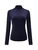 Womens Slim Fitted Mock Turtleneck Tops Long Sleeve Lightweight Base Layer Shirts