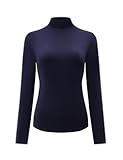 Womens Slim Fitted Mock Turtleneck Tops Long Sleeve Lightweight Base Layer Shirts
