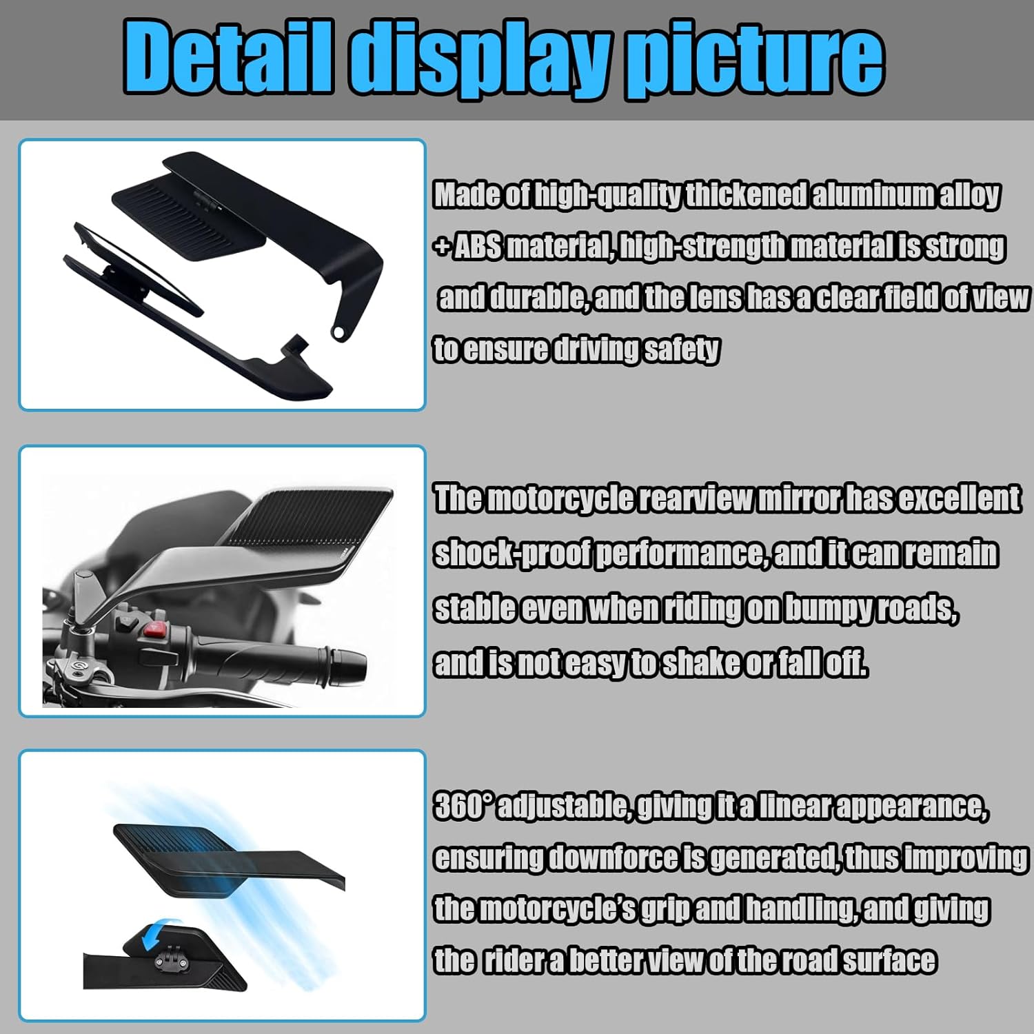 For Rebel 1100/DCT Rebel 250 S Edition E-Clutch REBEL 250 300 500 CMX/CM 1100 300 250 500 2018-2026 Motorcycle Invisible Adjustable Rearview Mirror Kit (blue lenses)