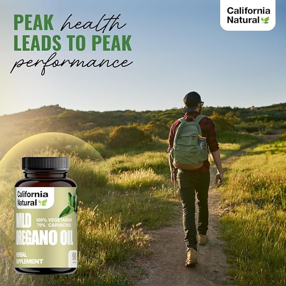 Wild Oregano Oil Vegetarian Soft Capsules - California Natural - Immune System & Digestive Support - Promote Gut Health & Healthy Digestion - 100% Vegetarian - 70% Carvacrol - Herbal 90 count
