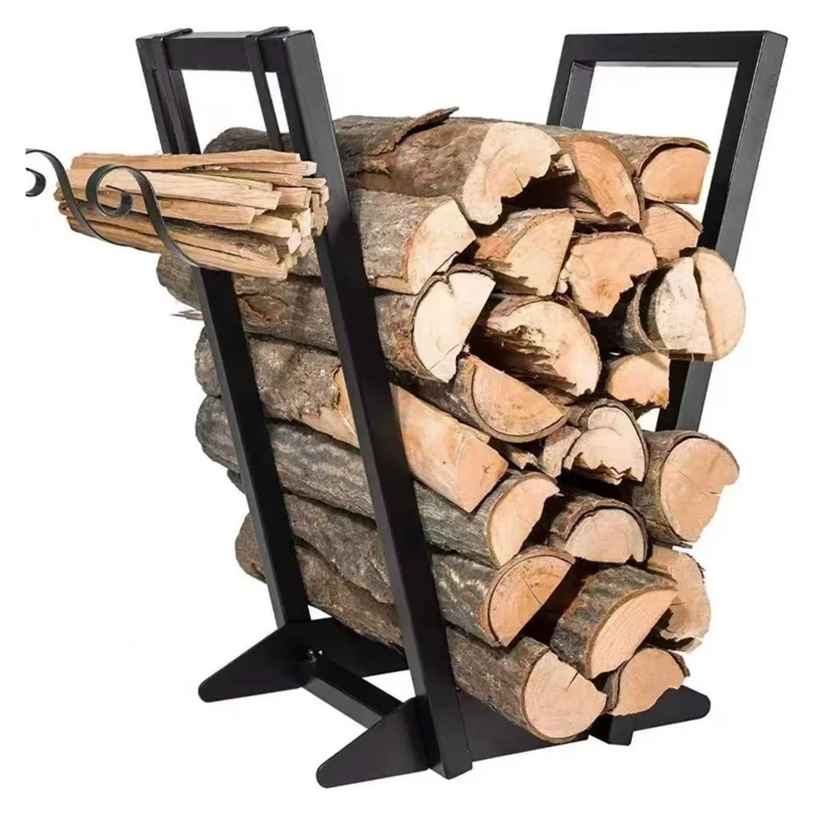 Portalegna Da Esterno Portaoggetti in legno in ferro battuto | Strumenti for caminetto da interni impilabili for legna da ardere verniciati a polvere