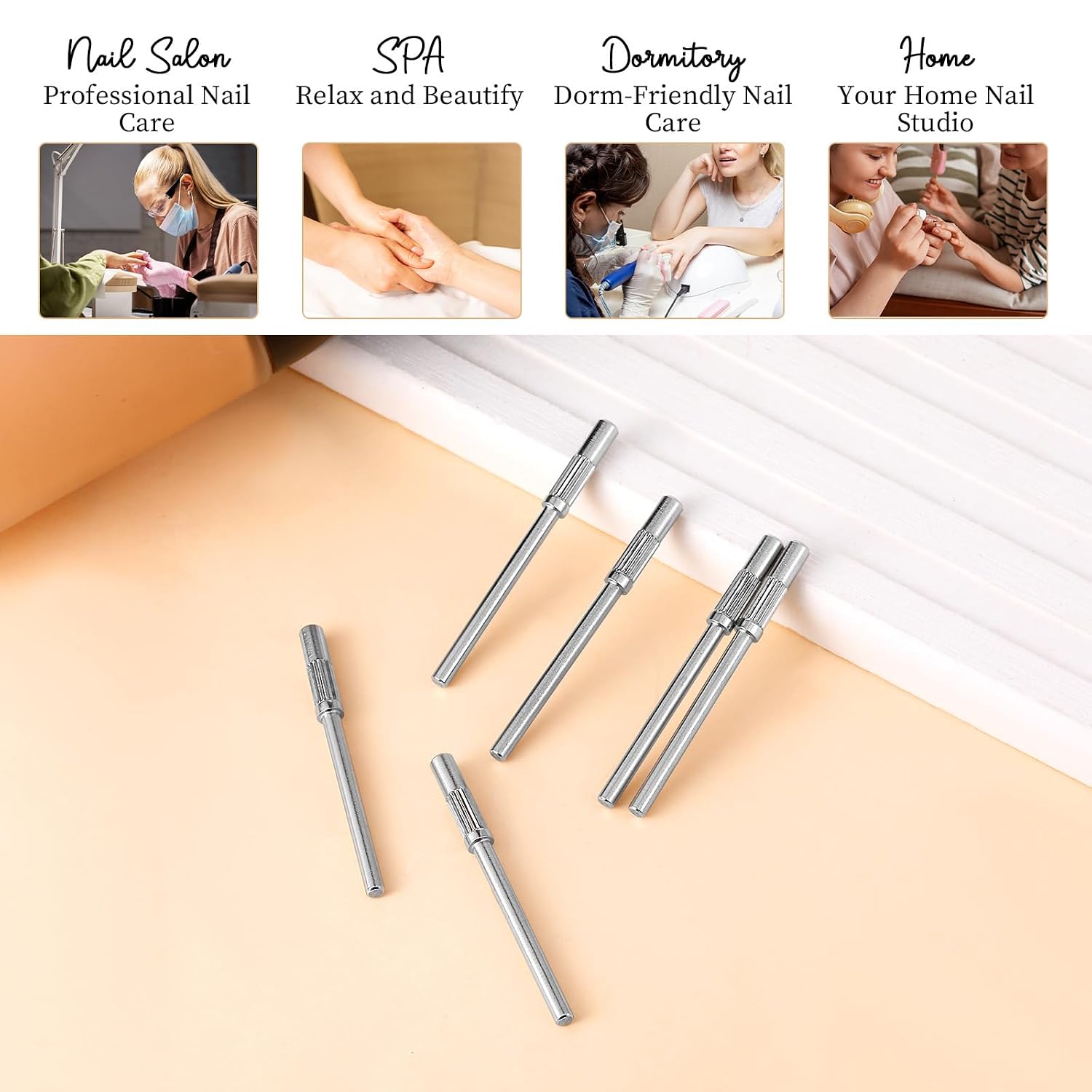 6 Pcs Mandrel Nail Drill Bits,Sanding Bands for Nail Drill,Mini Sanding Bits 3.1 MM 3/32 Shank Mandrel Bit for Acrylic Nails Manicure Pedicure Tool Electric File Machine image 3